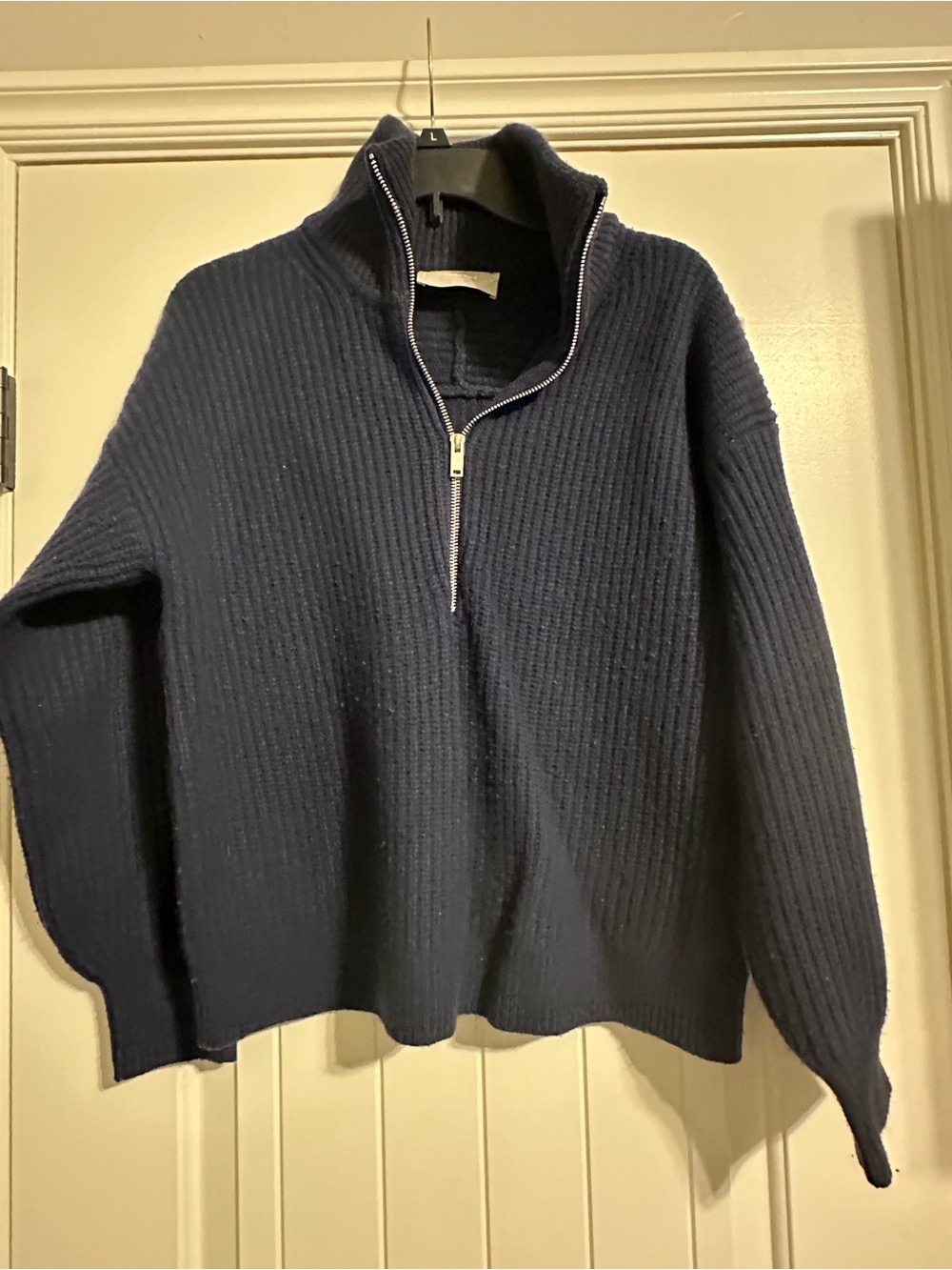 Everlane The Half-Zip Sweater in Luxe Merino in Navy Blue Small New Womens Knit